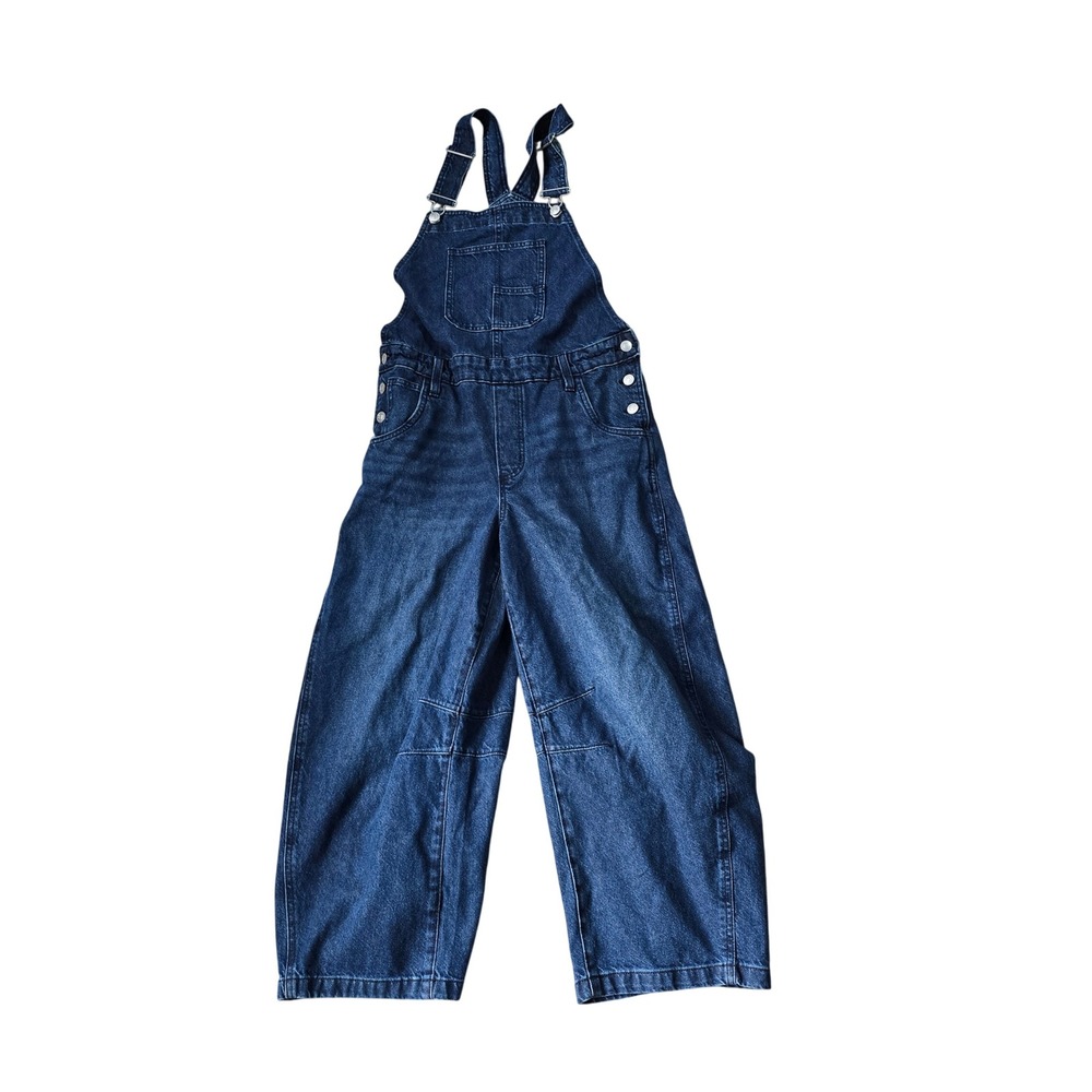 Scoop Womens Dark Wash Denim Wide Leg Cropped Overalls XS Short 35515116-675
